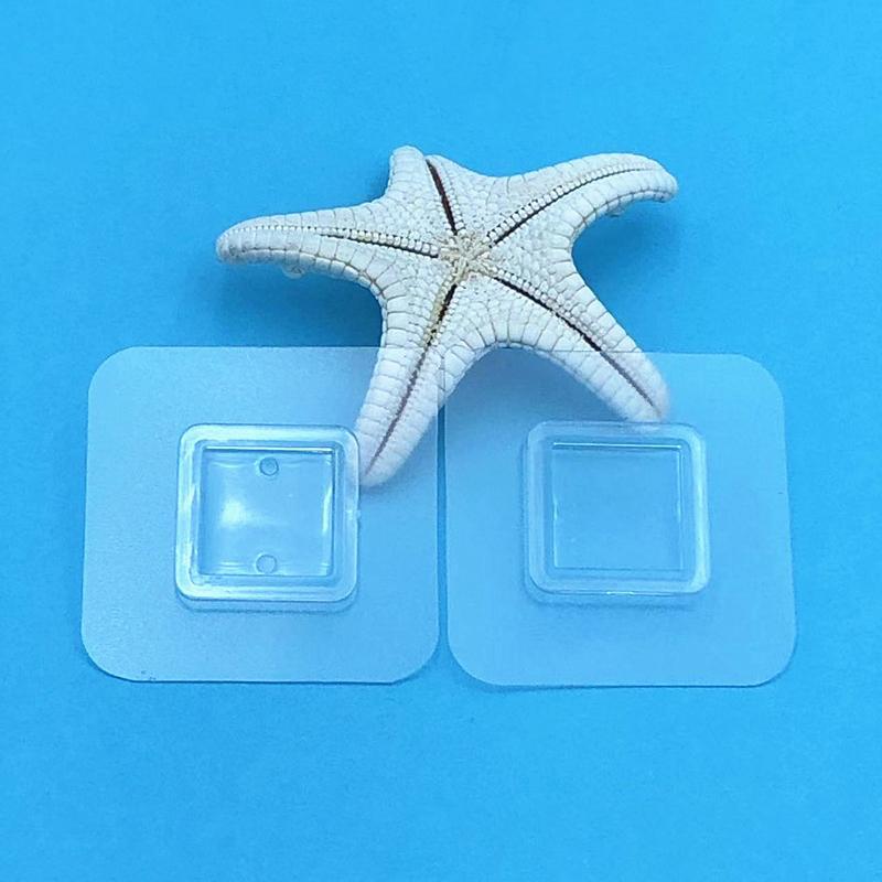 1Pcs Wall Self Adhesive Hook Transparent Wire Shelf Wall Mount Sticker Sided Fixing Patch For Kitchen Bathroom Gadget