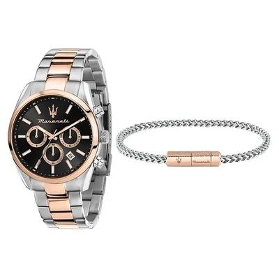 Attrazione Cronógrafo Acero Inoxidable Bicolor Esfera Negra Cuarzo R8853151003 Reloj de Hombre Set de Regalo