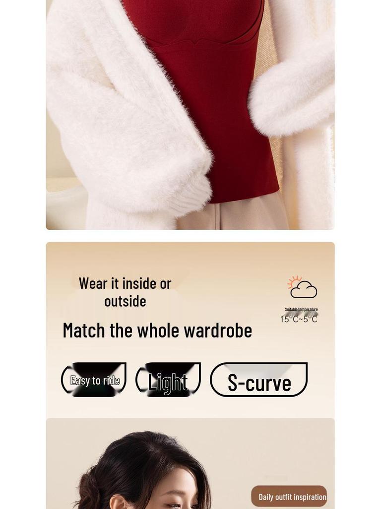 Carsonlan Damen Doppelseitige Samt Antibakterielle Fleeceweste: Dicke nahtlose Basisschicht für Winter & Herbst