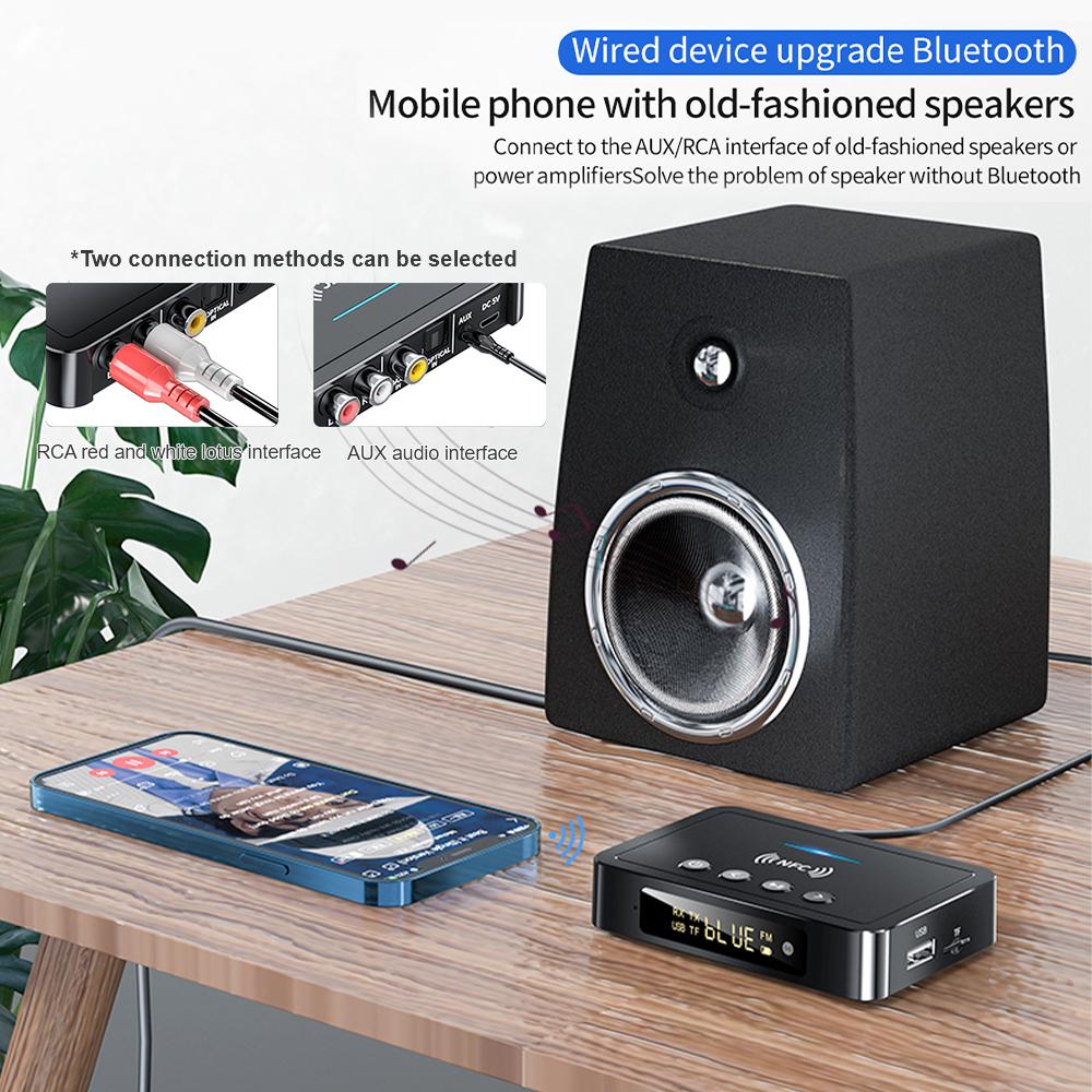 Digital Adapter 3.5mm AUX/RCA/USB U Disk/TF Input Remote Controller M6 Bluetooth 5.4 Rechargeable Bluetooth Receiver Transmitter