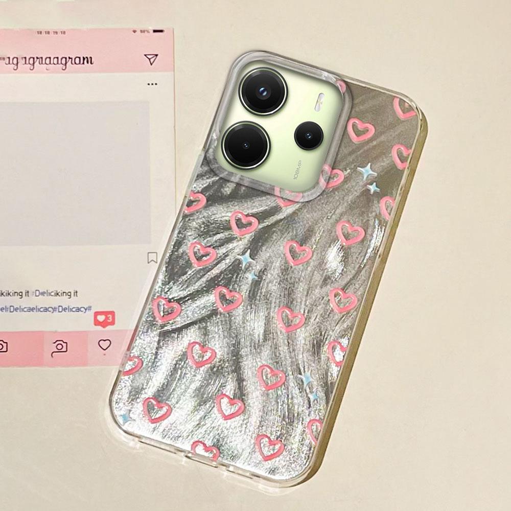 Cute Pink Love Heart Phone Cases for Xiaomi Redmi 13C 13 A5 Note 13 14 Pro Plus 13T 14T Poco C71 C65 Shell Silicone Back Cover