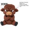 Trendy Animal Figurine 3D Printed Angry Highland Cow Figurine, Cute Attitude Desktop Cool Office Accessories Ornament, Sitting Statue for Home