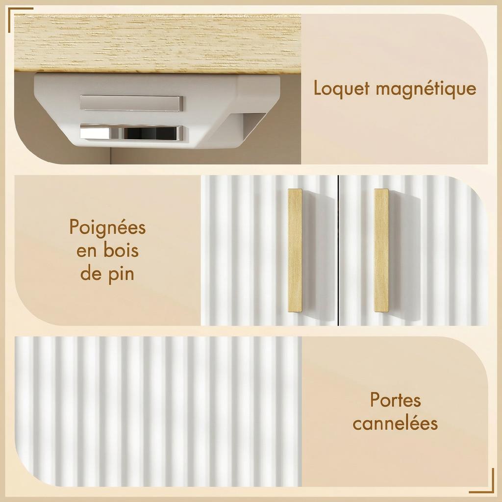 Bathroom Under-Sink Cabinet, 2 Doors, Adjustable Shelf, 60 x 30 x 61 cm, White