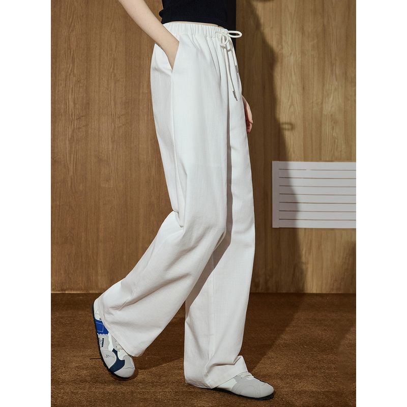 Coolhut Versatile Loose Elastic Waist Drawstring Wide-Leg Pants Straight Drawstring 26 Spring/Summer New Women's Casual Pants