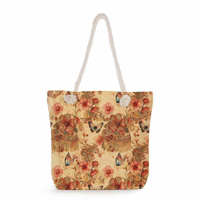 

Multifunctional Flower Printed Thick Rope Shoulder Beach Bag 7582 KTB