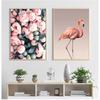Moderne Wand Kunst Home Decor Nordic Leinwand Malerei Romantische Flamingo Rose Meer Welle Druck Tier Malerei