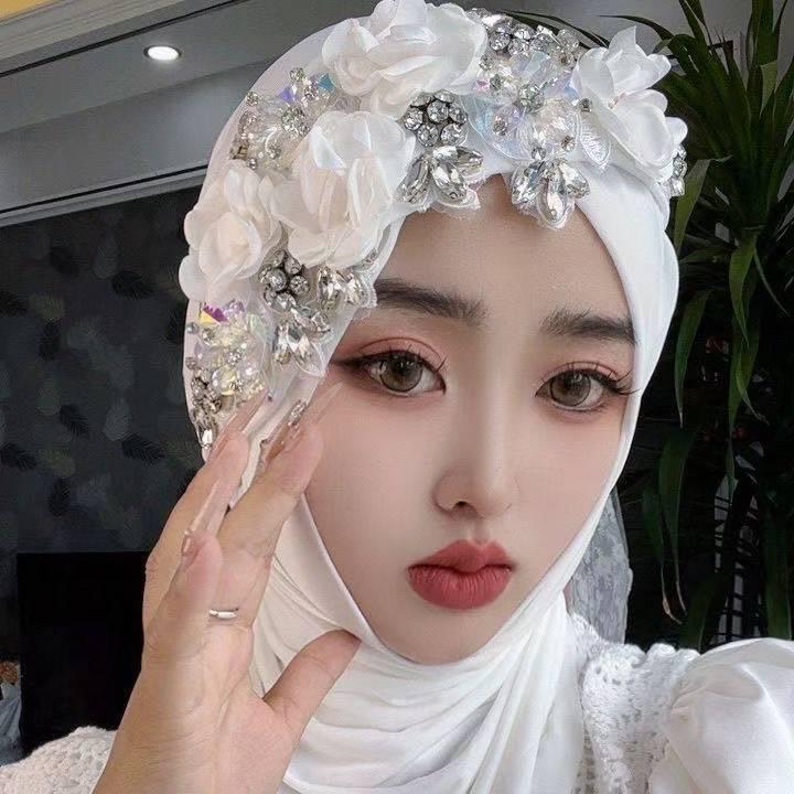 Handgjord hijab i gasväv för kvinnor - Lång överdragssjal & Huvudbonad