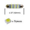 Xenon White 9-SMD 1.72" 42mm 578 211-2 LED Bulbs For Interior Map Dome Lights
