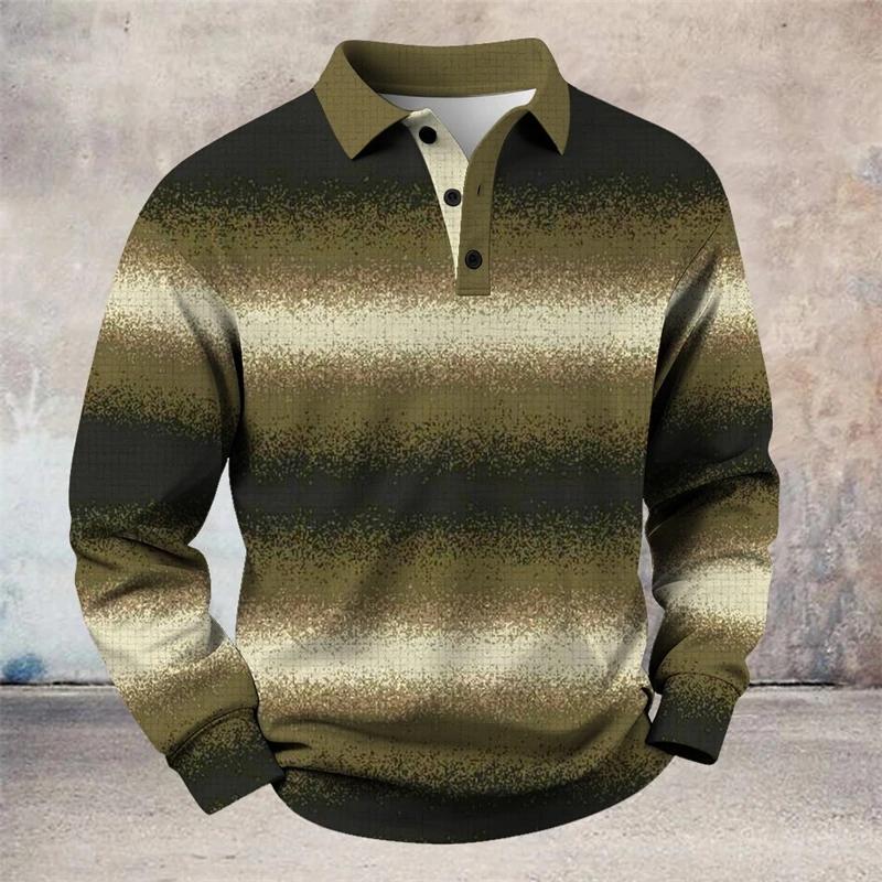 

Men s Long-sleeved Contrasting Color 3D Digital Printing Polo Shirt for Comfortable Going Out in Summer Fashion Men s Clothing 3XL жовтий
