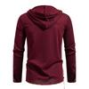Men's Lace-Up Hooded T-Shirt Casual Retro Top for Men Spring Autumn Fashion Adjustable Sleeve Multi-Color Male Blouse