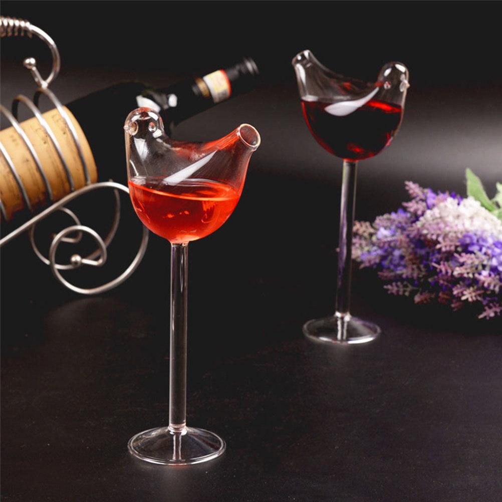 1Pcs Creative Bird Design Stemmed Cocktail Goblet Thick Transparent Glass Wine Goblet for Holiday Party Wedding Dessert