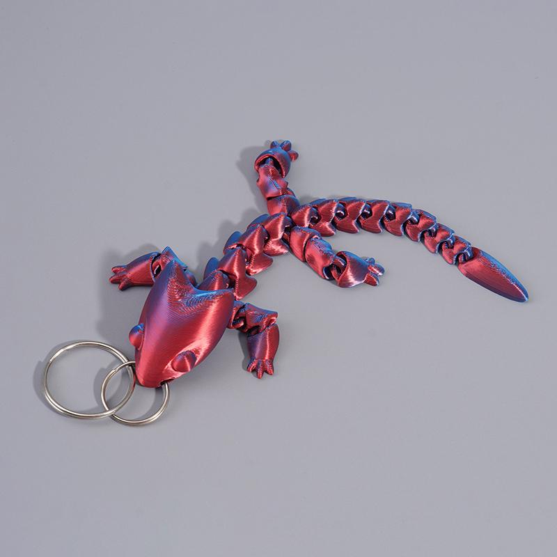 Adorable Multi Jointed Keyrings Creative 3D Printed Gecko Figurine Keychain Unique Backpack Decoration Accessories Gifts