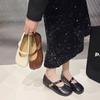 French retro Mary Jane shoes women's 2025 spring new flat-soled single shoes soft-soled evening wear round-headed grandma shoes