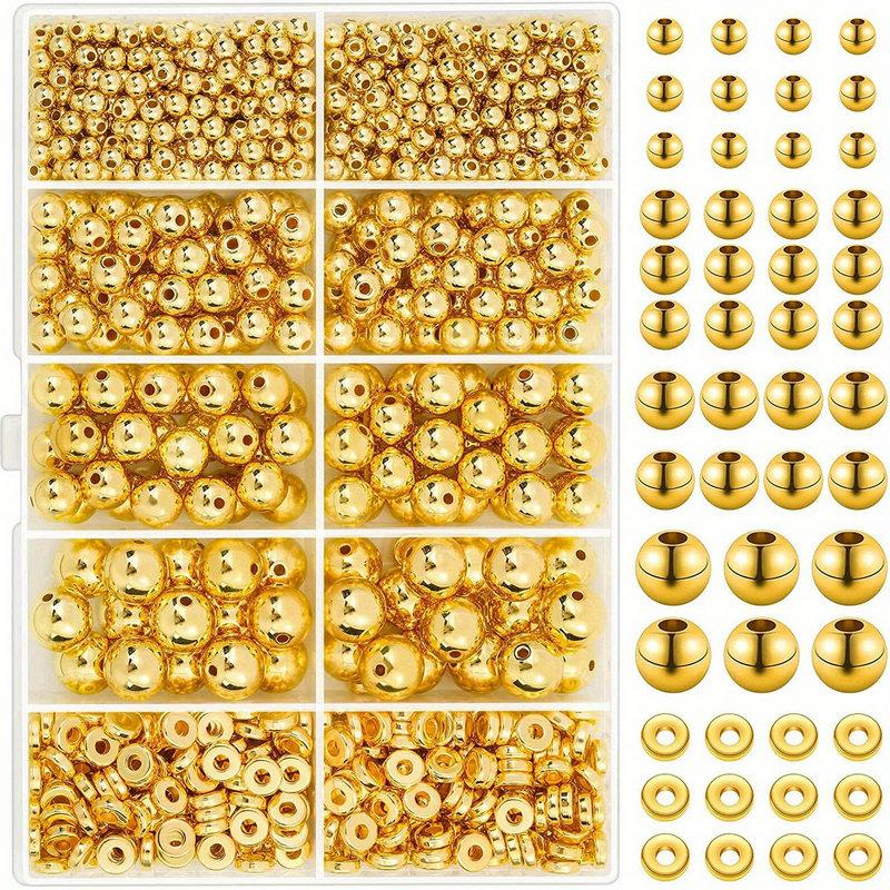 

1000pcs Golden Spacer Beads Kit CCB Ball Round Smooth Loose Beads Kit For Bracelets Making Craft DIY Jewelry Making Supplies золотистый