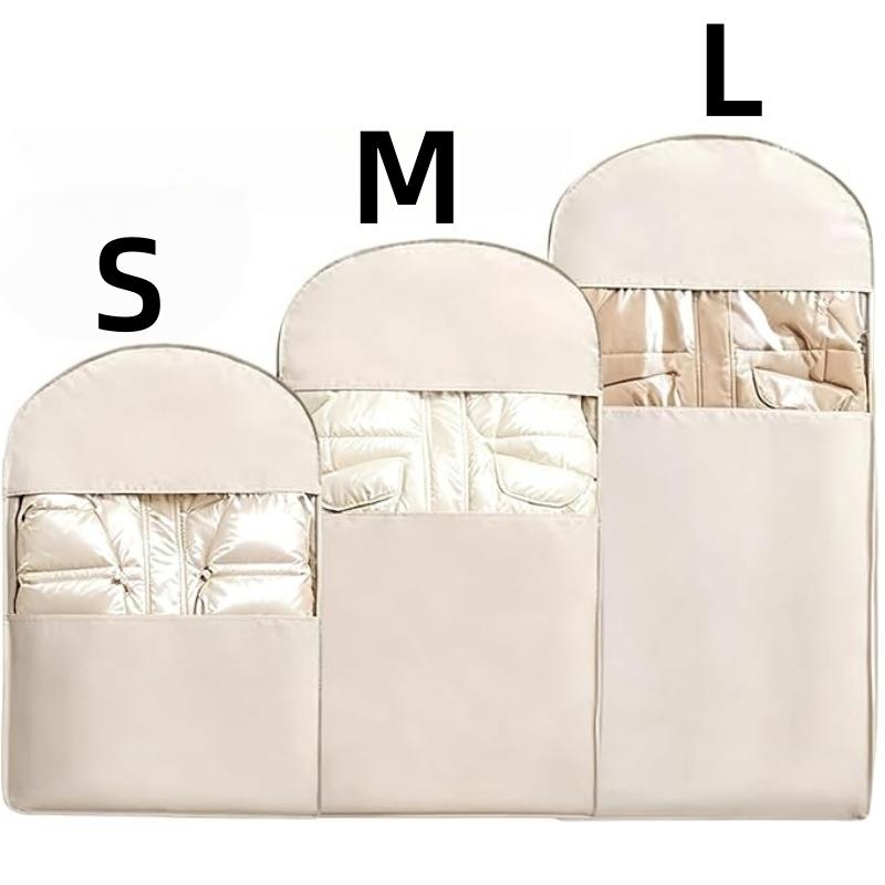 Space Saving Hanging Garment Bag with Self Compression Zipper Transparent Visible Dust Cover for Down Coat Closet Storage