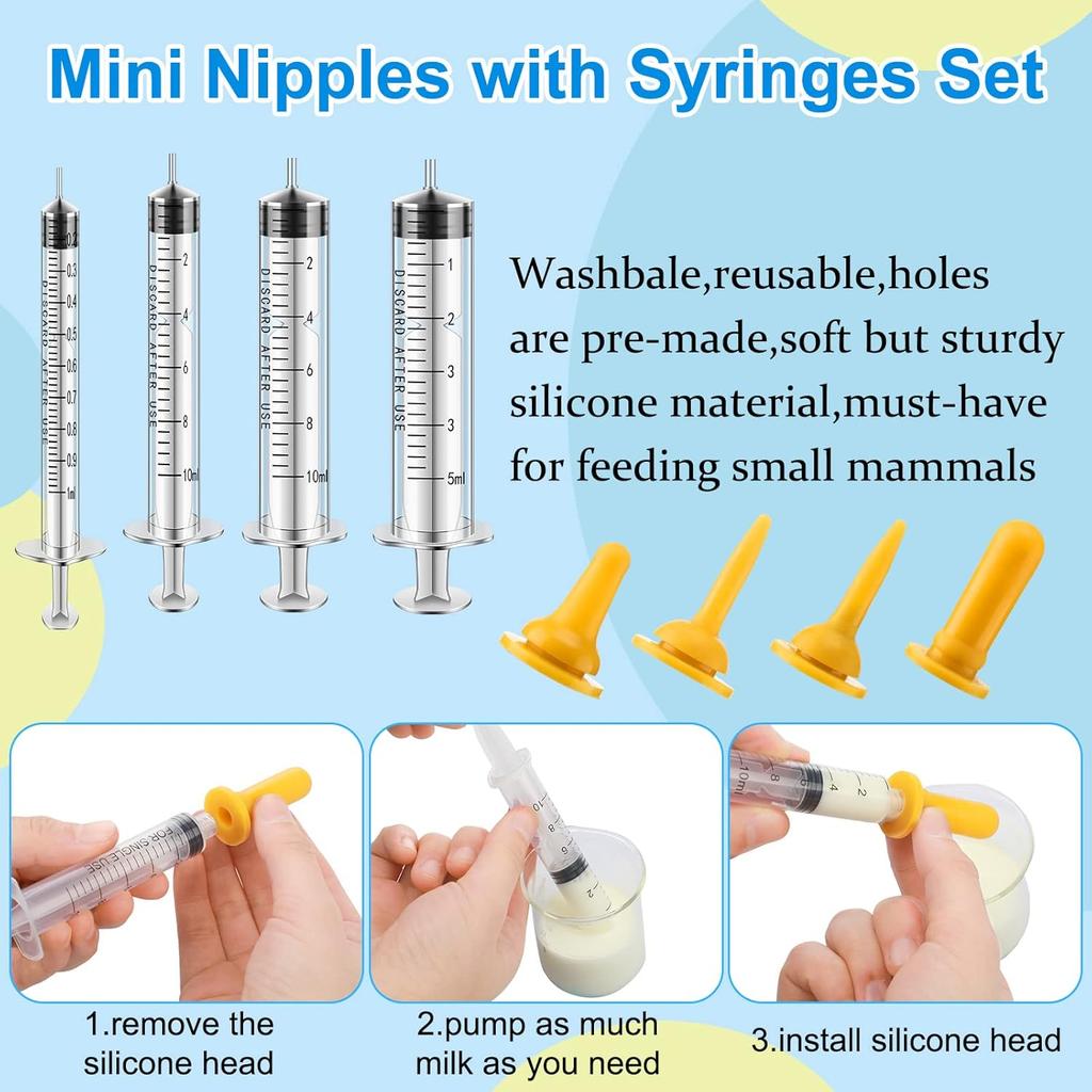 48 Pcs Puppy Kitten Whelping Kit Include 4 Puppy Feeding Tube, 6 Record Keeping Charts, 15 Whelping Collars, 15 Cord Clamps, 2 Gloves, Bulb