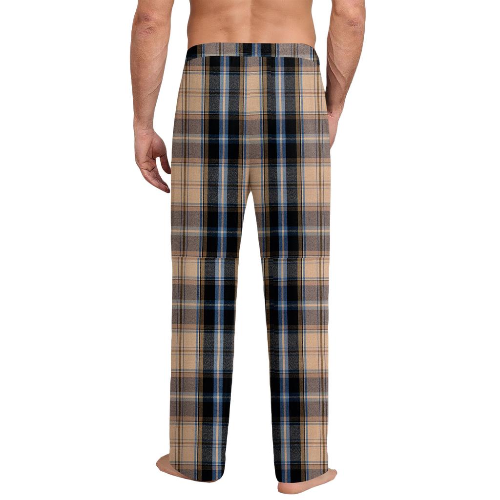 Men's Striped Plaid Print Pocket Casual Pants Home Pajama Pants