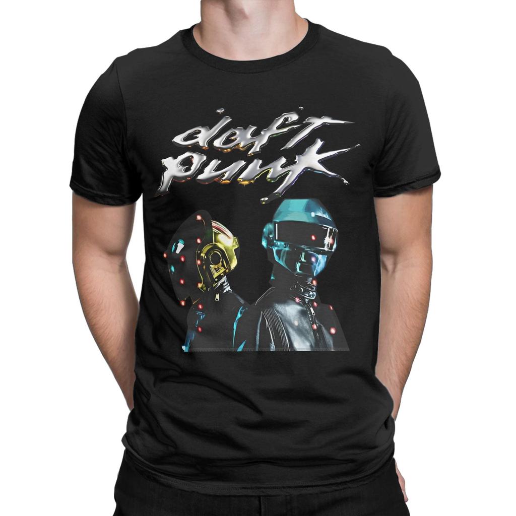 Herren T-Shirts Daft Punk Elektronische Band Lustiges Reines Baumwoll-T-Shirt Kurzarm T-Shirts Rundhals Oberteile Geschenkidee