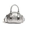 2026 New Silver Bowling Ball Bag Versatile Commuter Shoulder Bag Sweet Cool Girl Style Cross-Body Bag Mini Handbag Boston Bag