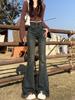 Women's 2025 High-Waisted Slim-Fit Micro-Flare Jeans for Petite Figures, Spring & Autumn Style, Flattering Raw Hem Bell Bottoms