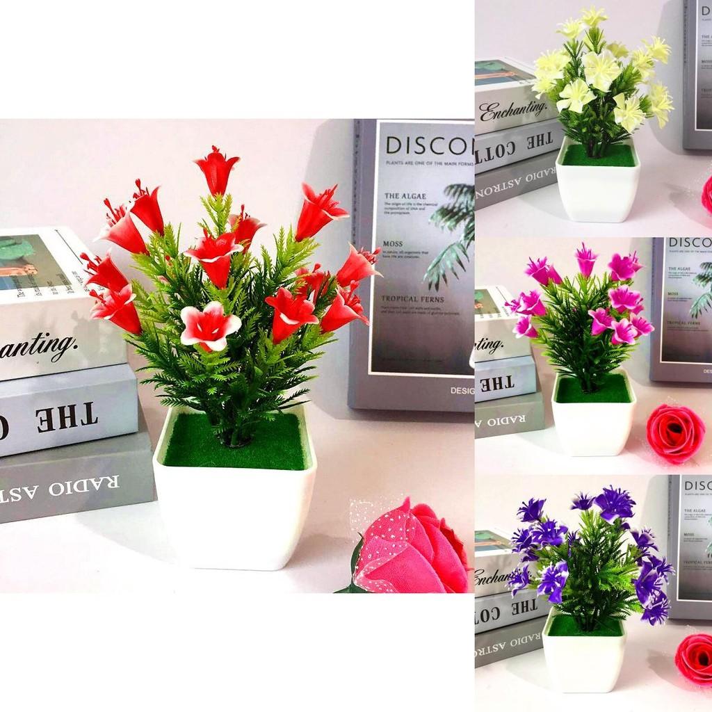 Miniature Potted Faux Flowers With Lilies Roses And Cones For Home Decor And Gift Ideas