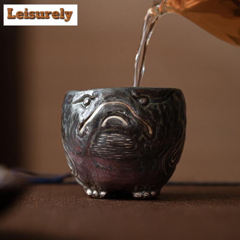 100ml Creative Golden Toad Ceramic Teacup Single Master Cup Customized Personal Mug Coffeeware Kung Fu Teaset Collection Gifts