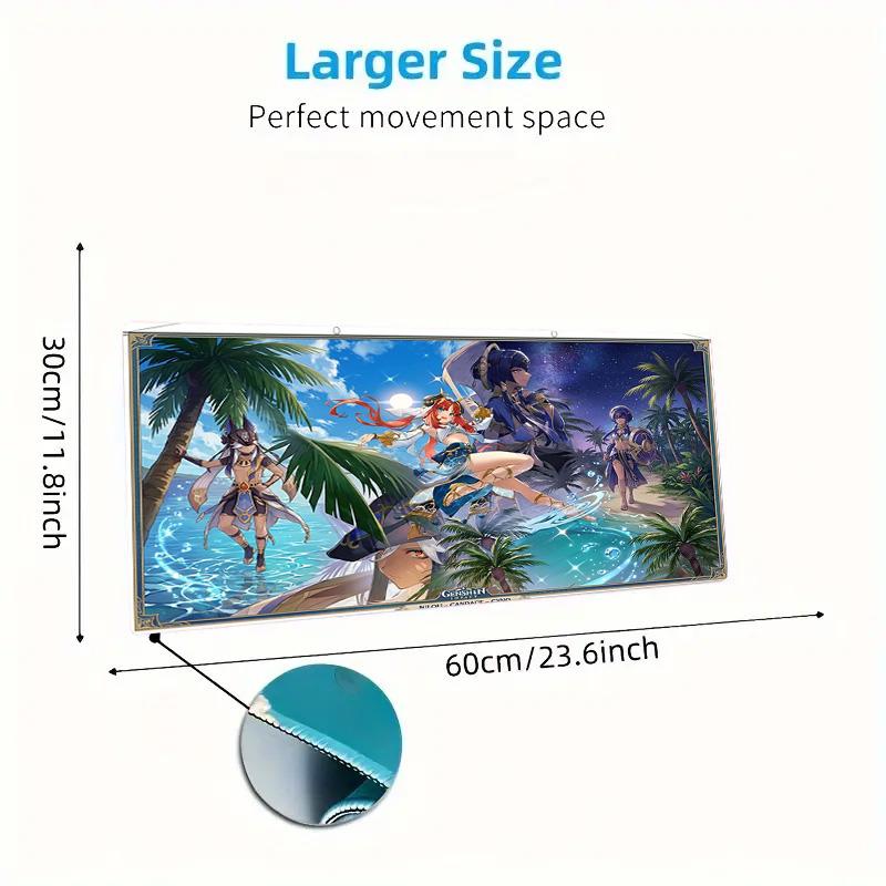 Genshin Impact Poster Farbe Mauspads Großes Gaming-Tischkissen Rutschfestes Laptop-Tablet Großes Mauspads XXL Matte Mini-PC-Spielmatte Mit Verriegeltem Rand