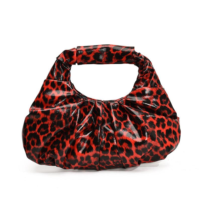 

Летняя нишевая сумка с леопардовым принтом, женская новая ретро плиссированная сумка-облако, модная универсальная сумка-тоут one size fits all красный