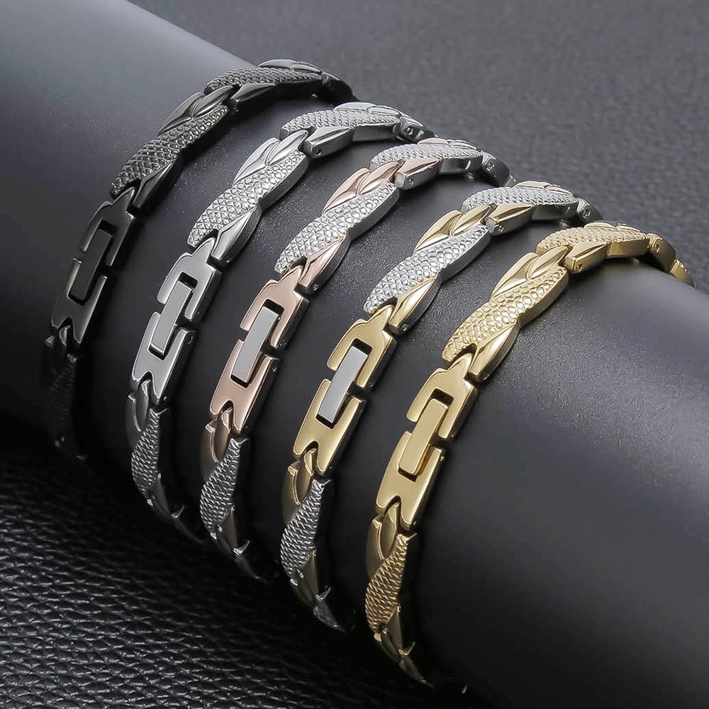 Cool Magnetic Therapy Bracelet for Man Women Waterproof Stainless Steel Snake Pattern Chain Bracelets Health Care Jewelry Gifts