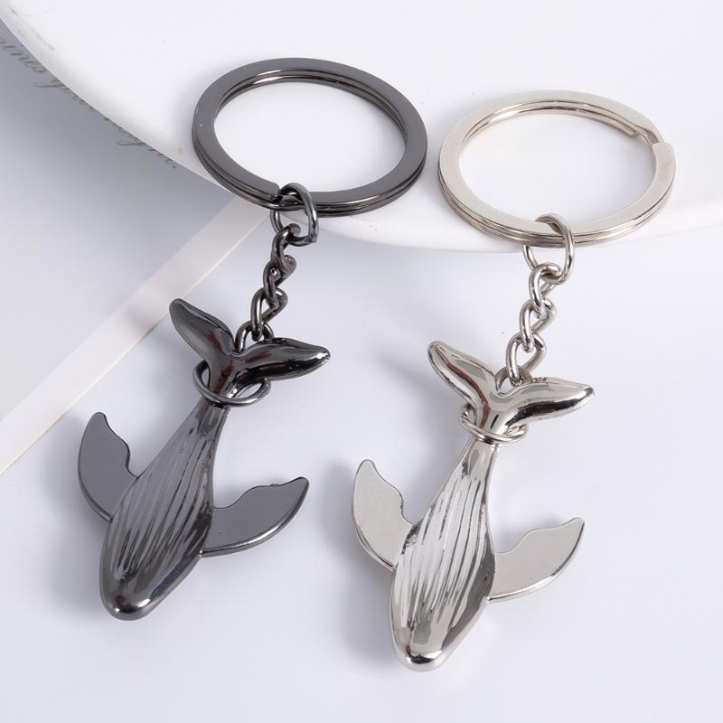 1/2Pcs Creative Whale Keychain Metal Couple Key Ring Pendant Bag Charm Decor For Car Key Holder Souvenir Gift