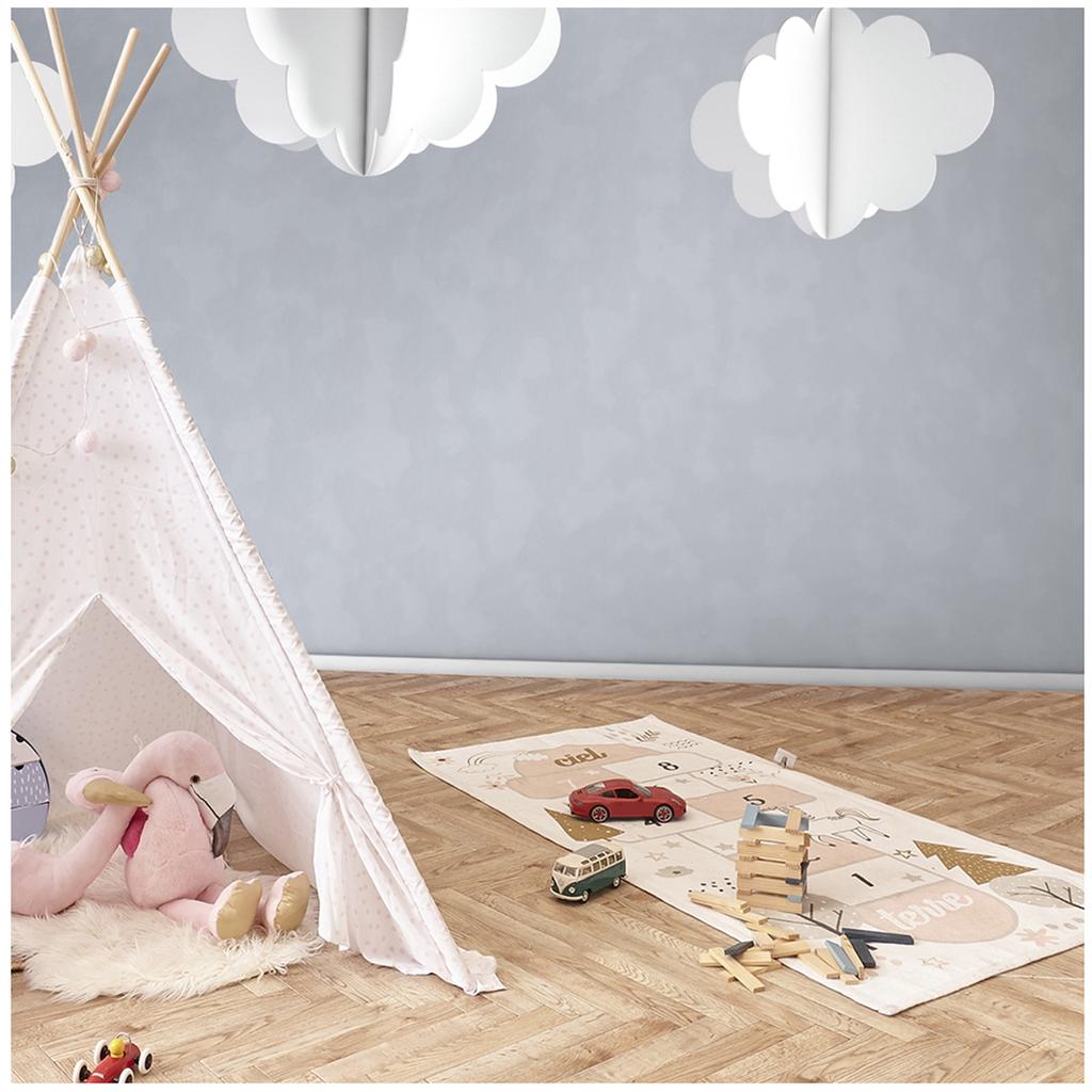 Les Trésors De Lily [A1252] - Tapis coton 'Marelle' rose gris blanc - 140x70 cm