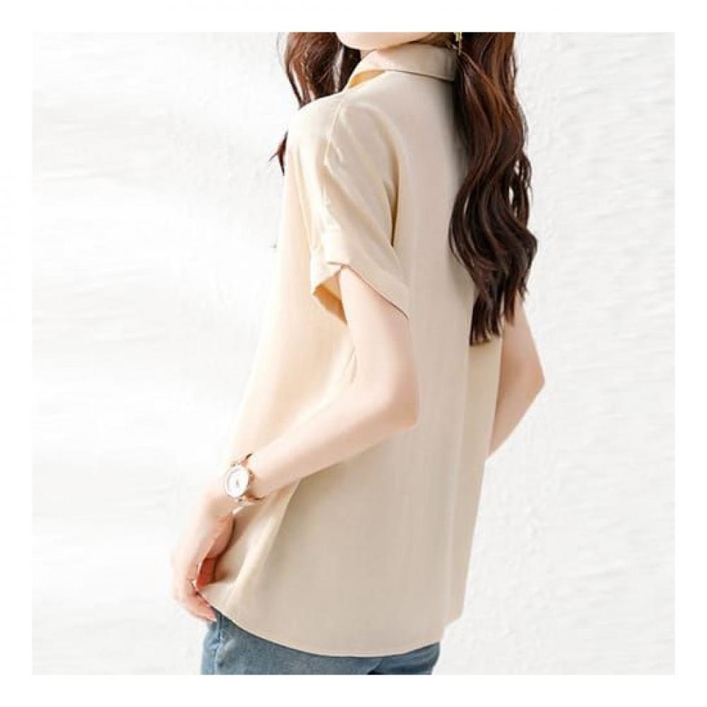 Navava Women Vintage Heart Print Short Sleeve Shirt Nb2207
