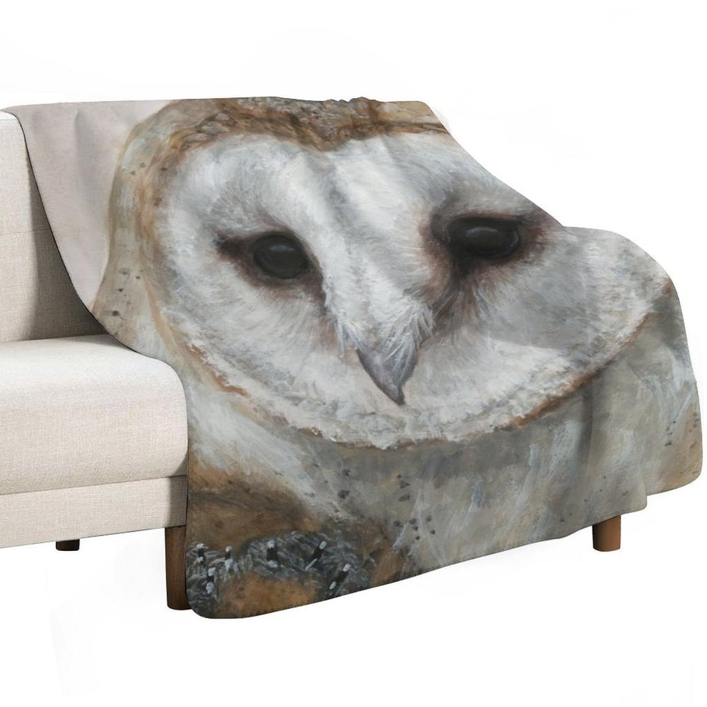Barn Owl Art Throw Blanket Cozy Microfiber Throw Blanket for Home Bedroom