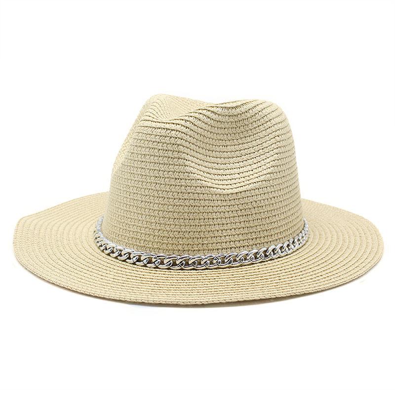 Spring And Summer Sunscreen Outdoor Sunshade Panama Hat Flat-Brimmed Retro Jazz Top Hat Men'S And Women'S Straw Hats