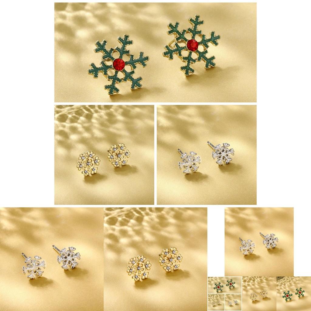 Elegant Womens Snowflake Earrings With Gemstone Detail Ideal For Festive Occasions