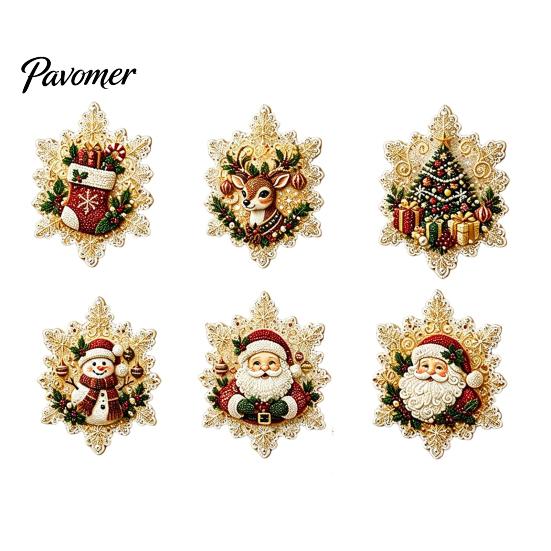 Holiday Home Decorations 6Pcs/Set Fridge Magnets Faux Pearl Art Kit, Christmas Snowman Tree Santa DIY Kits Magnets, Mosaic Refrigerator Decorative for