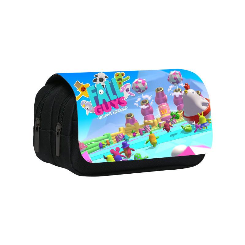 Fall Guys Pencil Case Double Layer Cartoon Stationery Bag For Students And Kids
