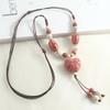 Handmade Heart-shaped Ceramic Pendant Necklace for Women Men Adjustable Necklace Ethnic Style Jewelry Gift