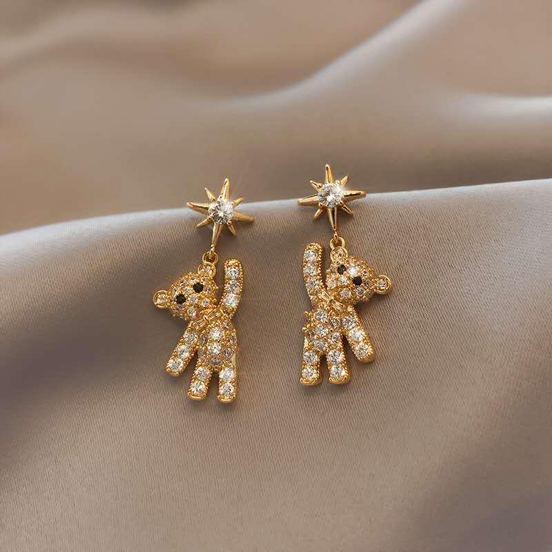 Elegant Silver Needle Diamond Bow Earrings - Luxurious, High-Quality Fashion for Women