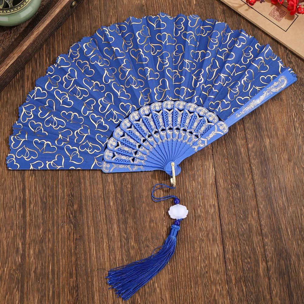 

with Tassels Cheongsam Dance Fan Chinese Style Handmade Fan Hand Cranked Fan For Dancing темно-синий