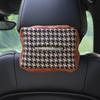 Multifunctional Knitted Houndstooth Hanging Backseat Car Tissue Box For Home And Vehicle