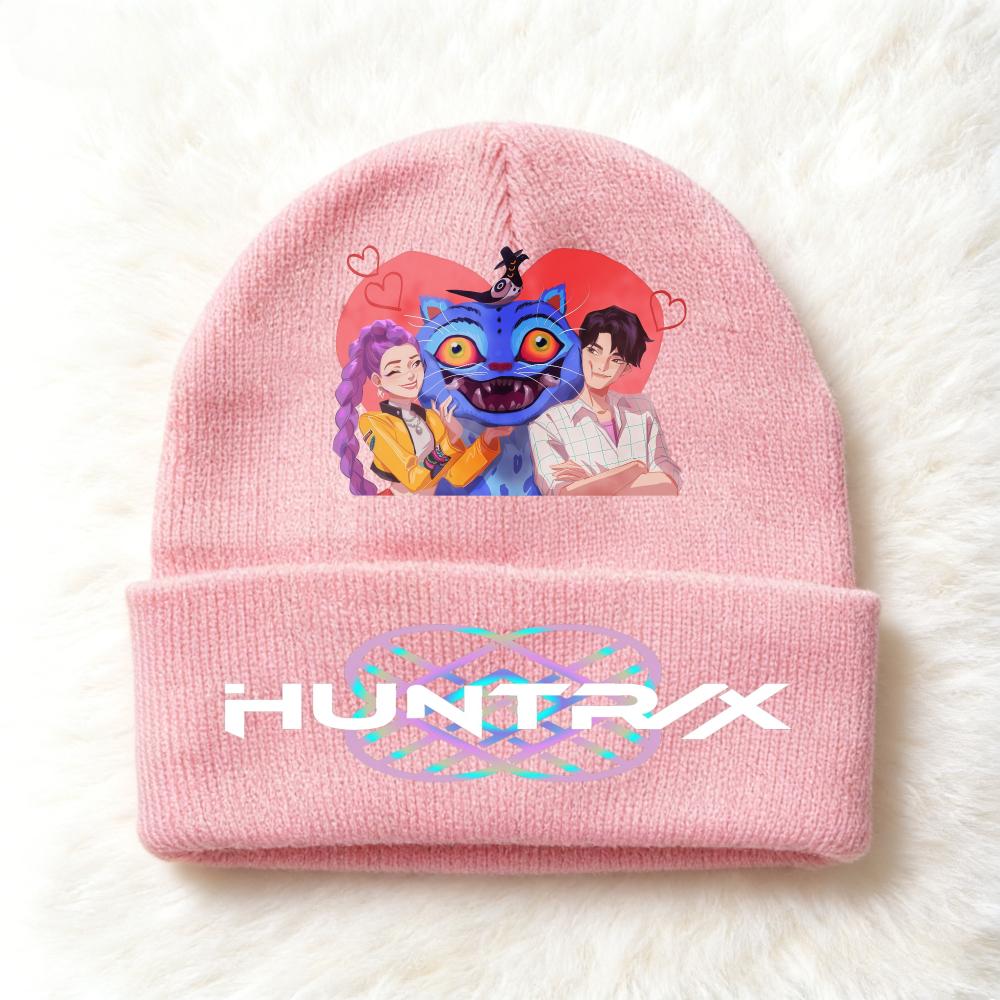 Berretto lavorato a maglia per bambini con stampa Anime Kpop Demon Hunters, Filato di lana, Stagione autunnale, Stagione fredda, Cappello alla moda per bambini, Copricapo, Abbigliamento