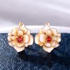Huitan Creative Enamel Flower Earrings with Sparkling CZ Romantic Women's Earrings for Party Fancy Girl Gift Statement