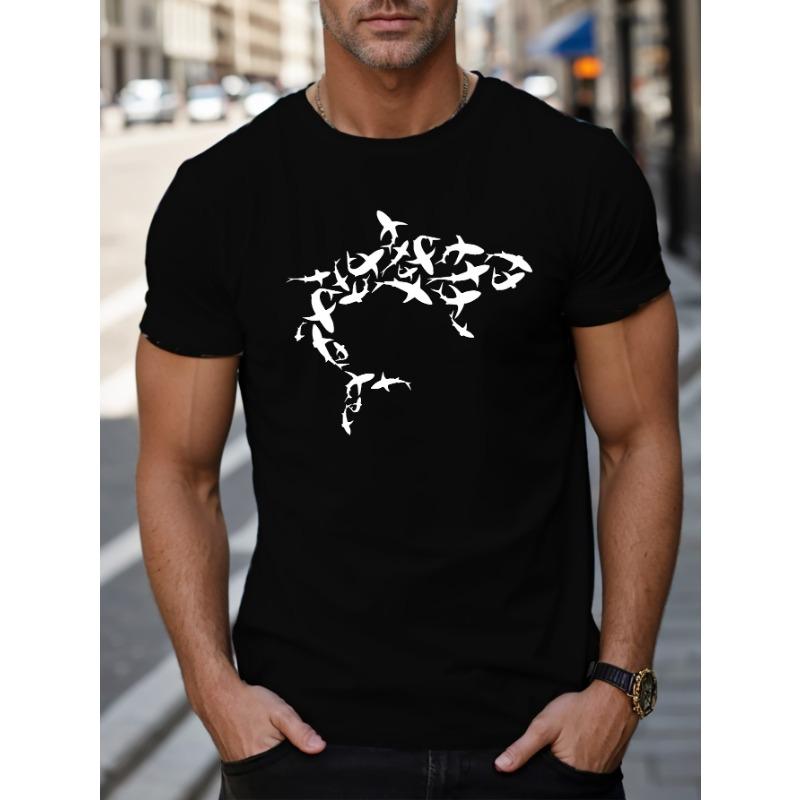Men s summer fashion casual loose printed short sleeved shirt 2XS