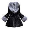 Women Long  Of Imitation Mink  Coat With Cap