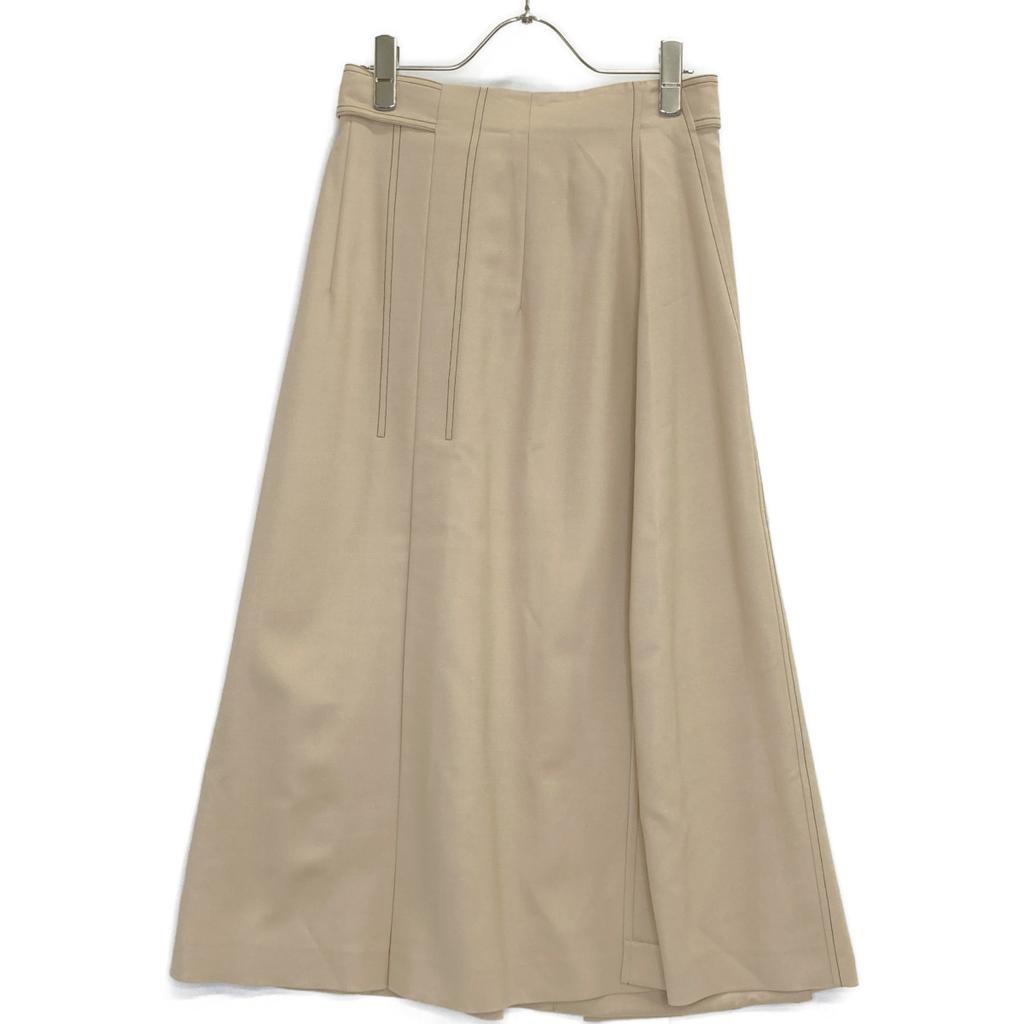 Sportmax 210604936 Beige Viscose X Virgin Wool Belted Wrap Long Skirt Skirt 38 beigeUsed