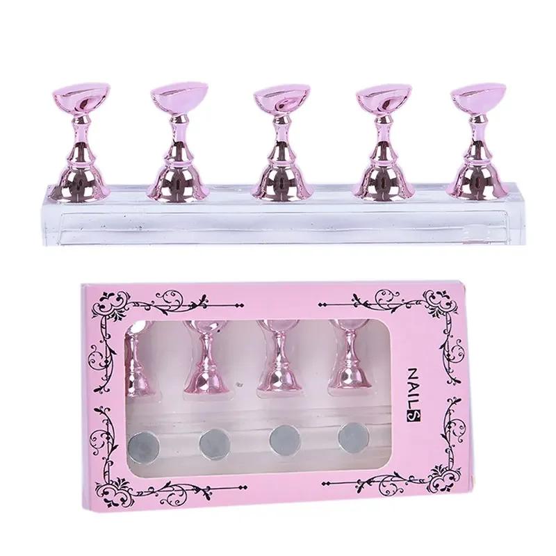 CNKESS 1Set False Nail Trainning Holder Base Display Stand Alloy Tips Practice Crystal Nail Art Polish Display Manicure Tools