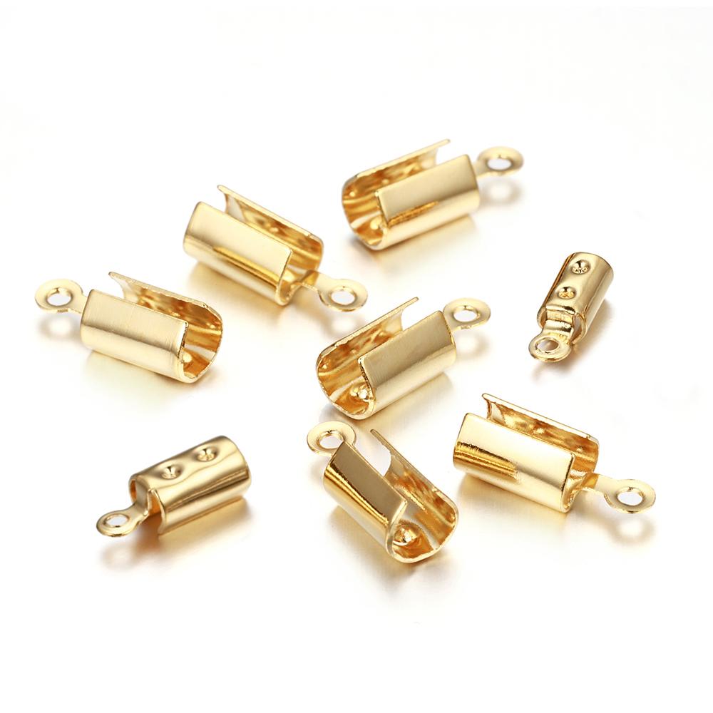 30pcs Stainless Steel Crimp Caps DIY Necklace Chain Fastener Connectors Cords Rope Bracelet End Caps Jewelry Making DIY Supplies