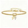 Double Knot Round Snake Bone Bracelet with Diamond 26 Letters Cross Pendant Charm Jewelry