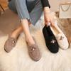 Mode 2025 Weiße Woll-Loafer Damen Plüschfell Ballerinas Marke Baumwollschuhe Damen Winter Warm Lammwolle Mokassins Femmes Schaf Fuzzy Stiefel